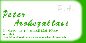 peter arokszallasi business card